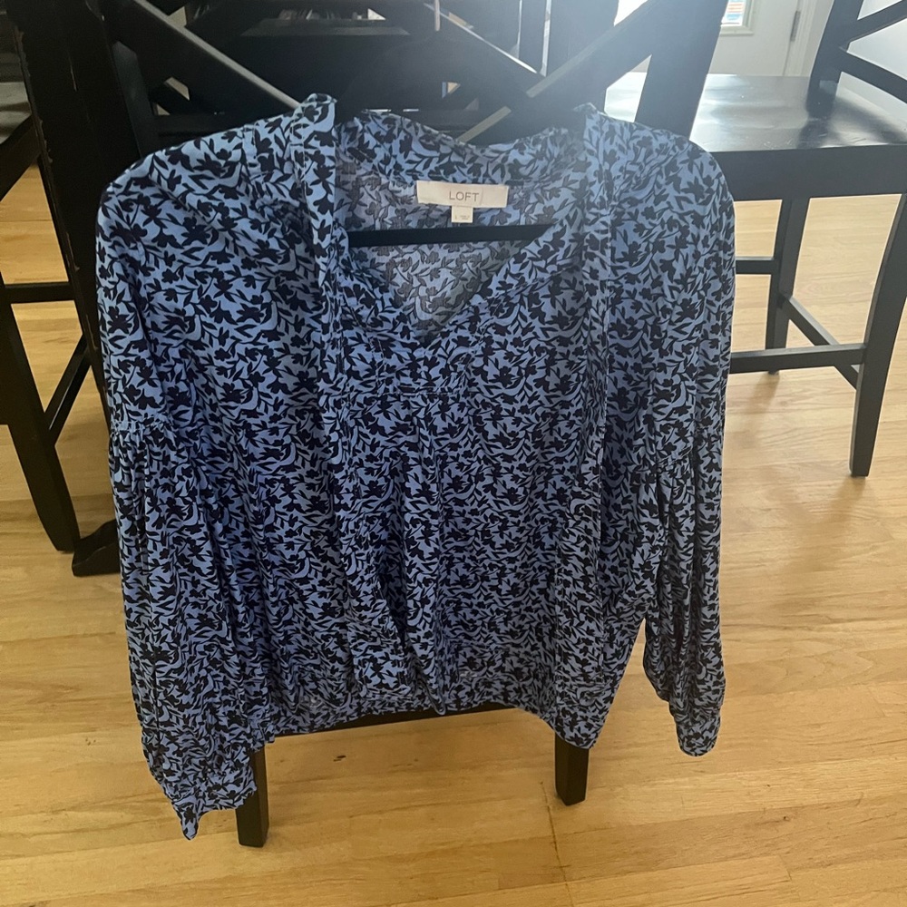 LOFT two tone Blue Floral Blouse